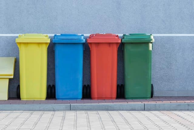 recycling bins in color