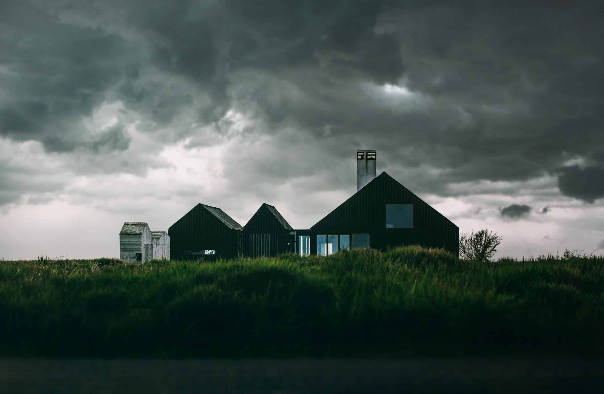 house with storm coming