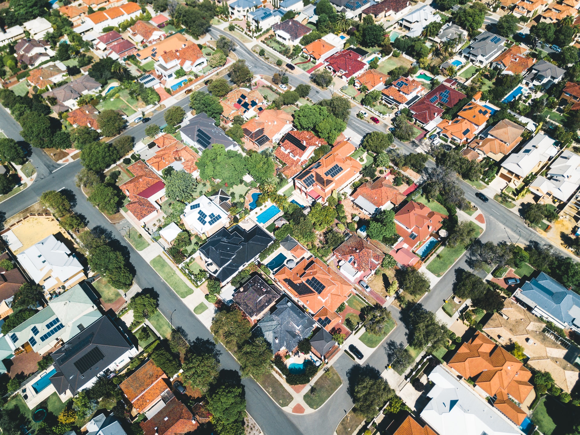 aerial view of neighborhood