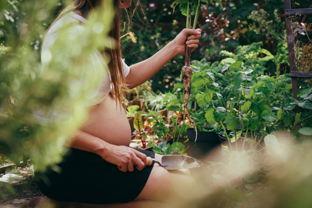 pregnant woman in garden