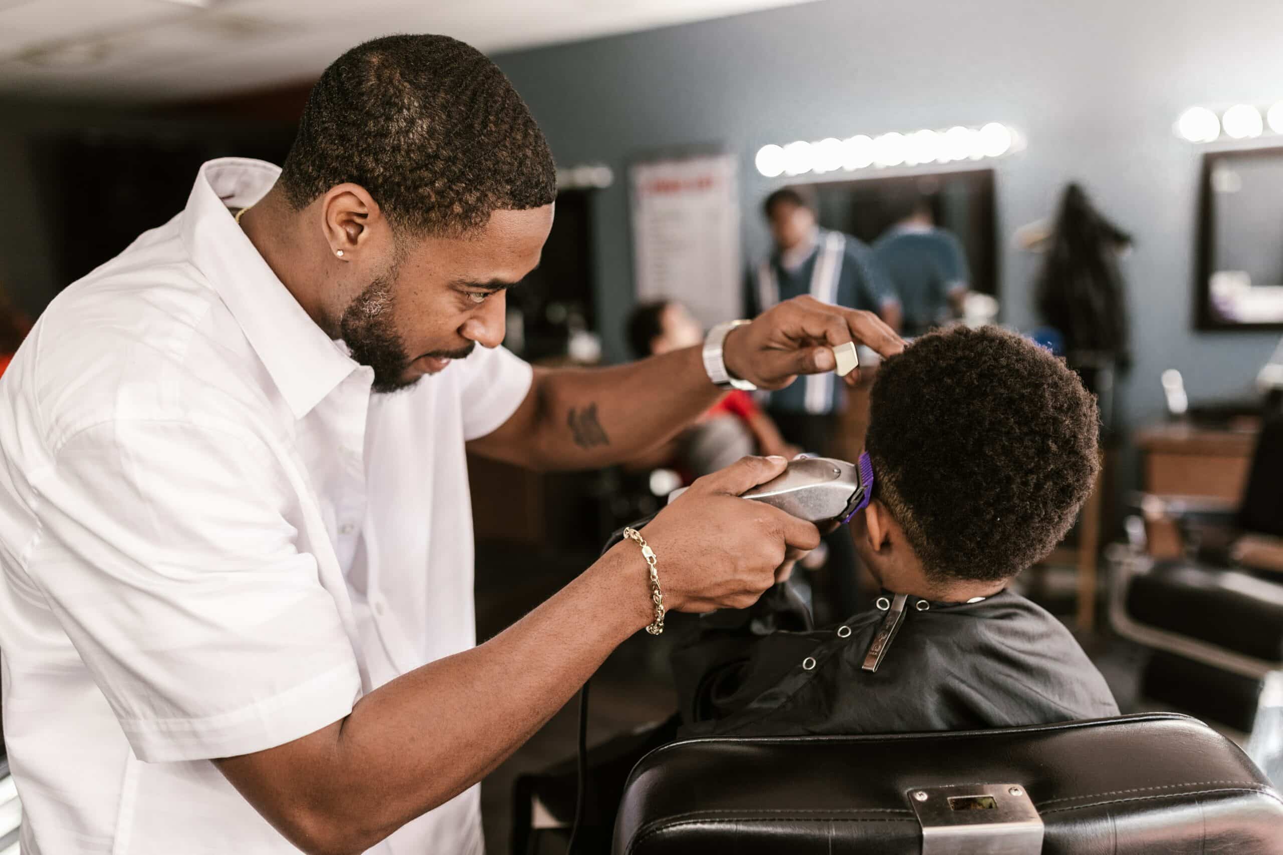 kid getting haircut