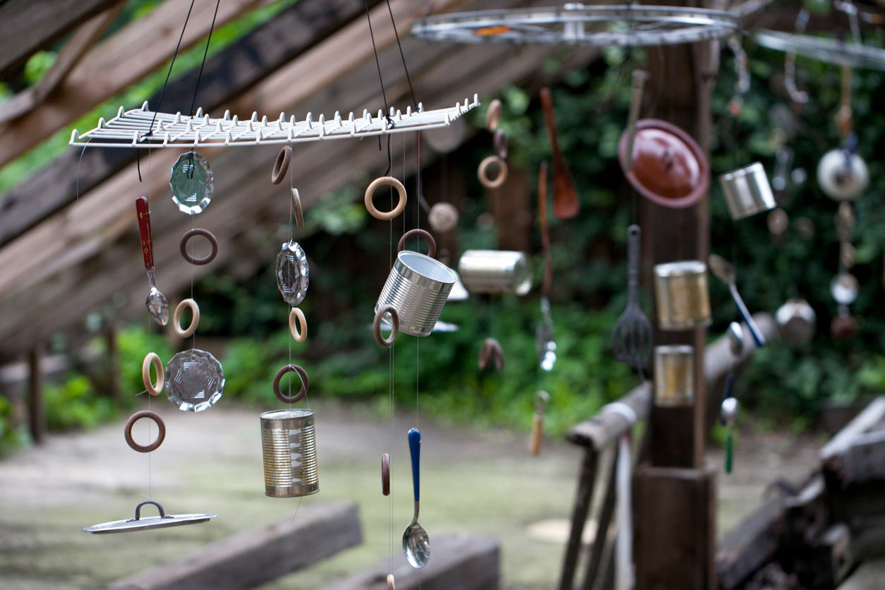 Recycled materials art projects - recycled wind chimes