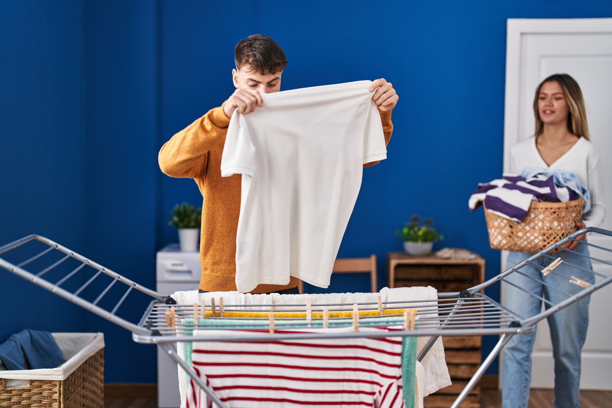 hanging clothes to dry