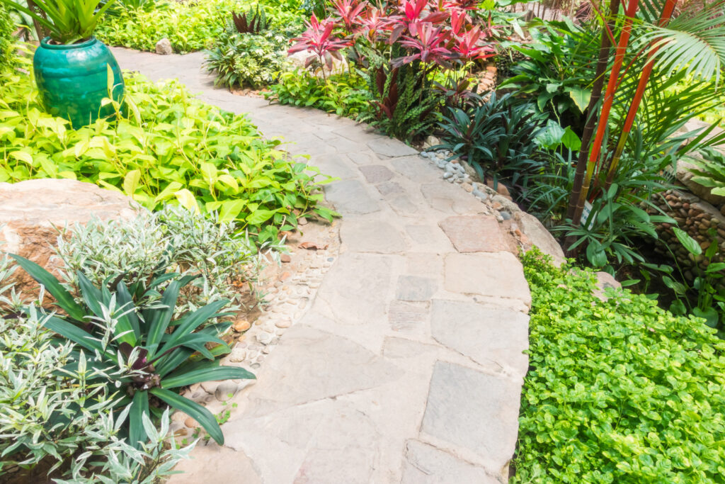 Rain garden with permeable pavers