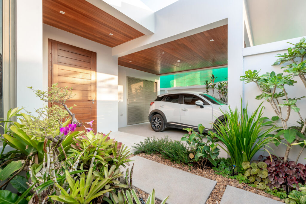 Credit: Thanyakan Thanapanprasert Separating garage space from living areas - biophilic design