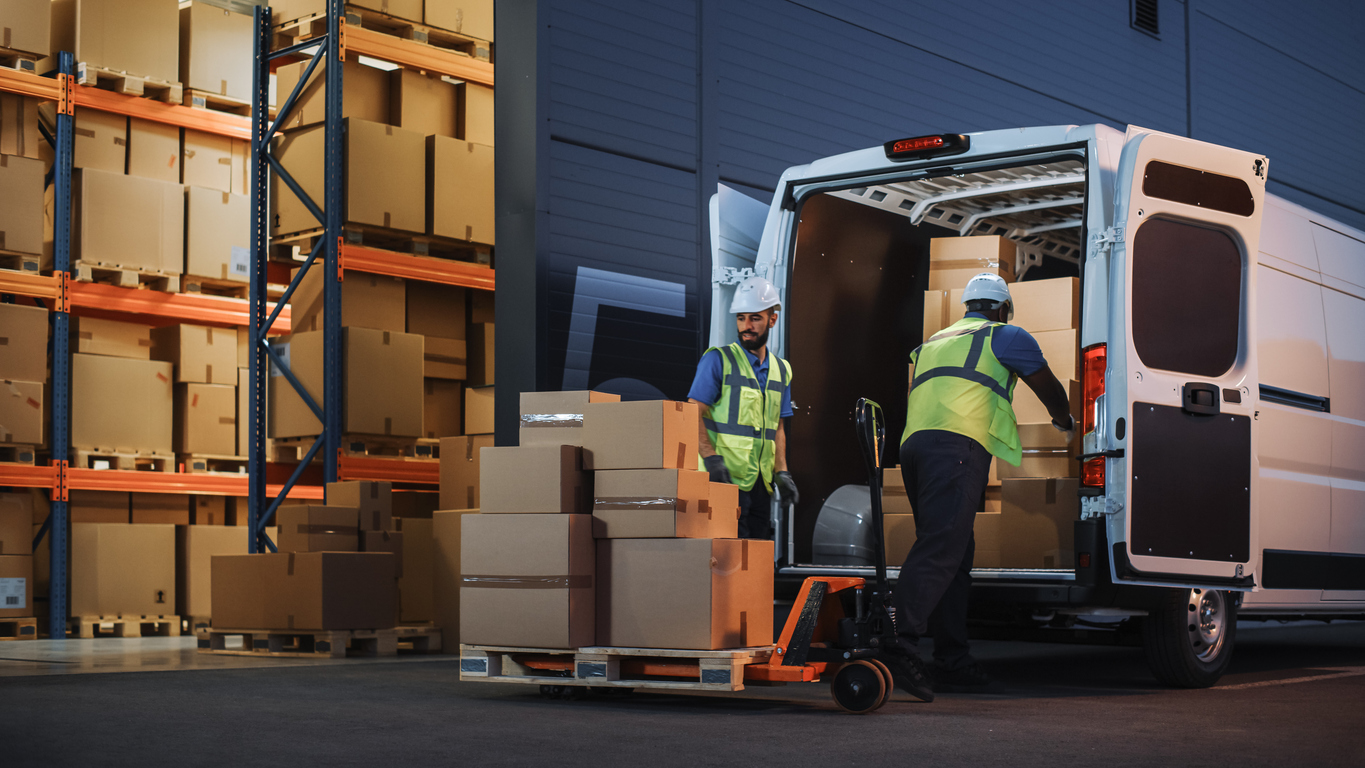 electric fleets - delivery truck being loaded up