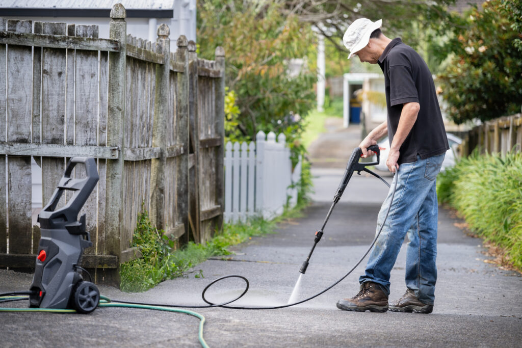 chemical-free cleaning - pressure washing sidewalk