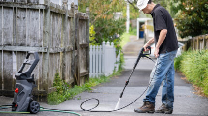 chemical-free cleaning - pressure washing sidewalk