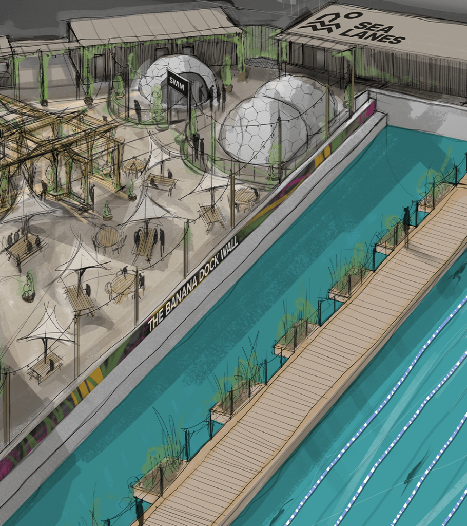 Sea Lanes Canary Wharf floating swimming pool
