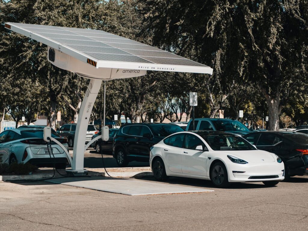 Photo by Kindel Media via Pexels EV charging with renewable energy